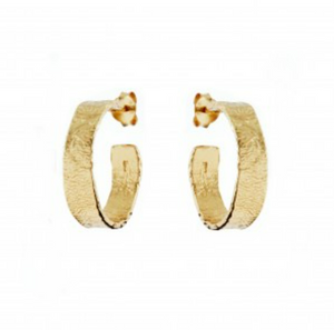 BRUSHED HOOP GOLD EARRINGS