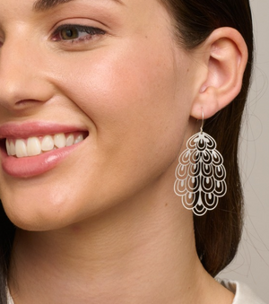 
            
                Load image into Gallery viewer, SILVER PEACOCK FILIGREE EARRING
            
        