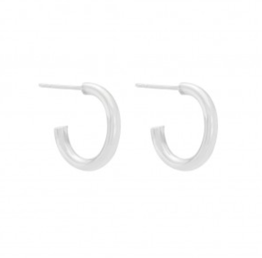 SILVER THICK HOOP EARRING