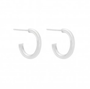 SILVER THICK HOOP EARRING
