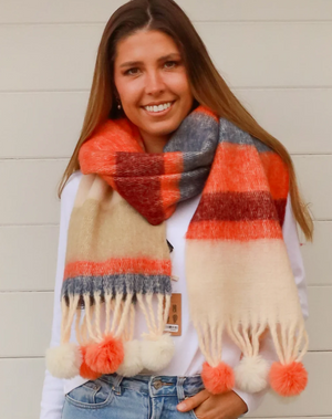 POM POM SCARF - ORANGE