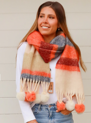 POM POM SCARF - ORANGE