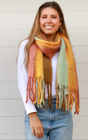 STRIPE SCARF - RUST