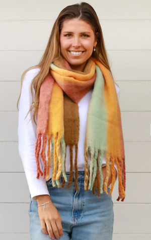STRIPE SCARF - RUST