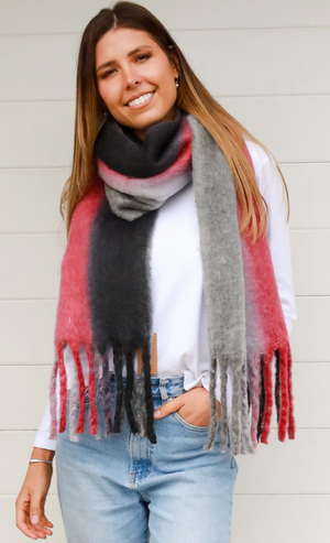 STRIPE SCARF - GREY