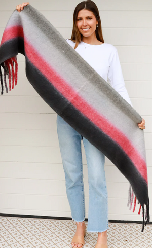 STRIPE SCARF - GREY