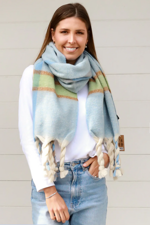 TWIST TASSEL SCARF - PASTEL BLUE