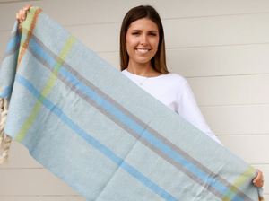 TWIST TASSEL SCARF - PASTEL BLUE