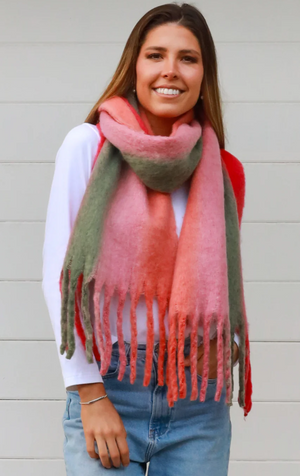 STRIPE SCARF - RED