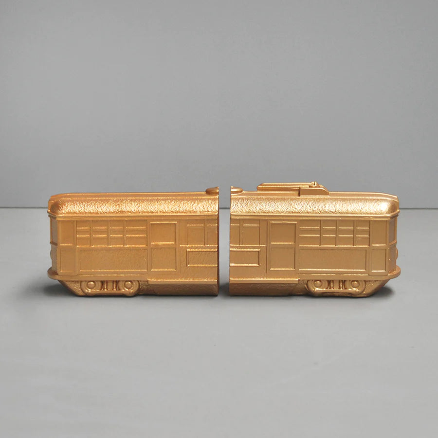 TRAM BOOKENDS GOLD