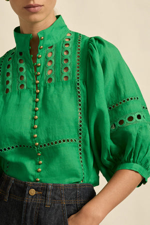 CABARET TOP - PARROT GREEN