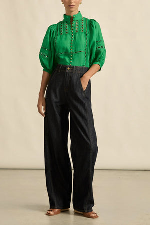 CABARET TOP - PARROT GREEN