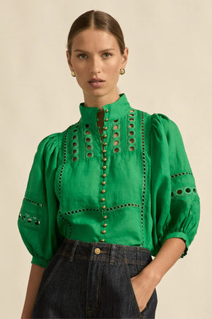 CABARET TOP - PARROT GREEN