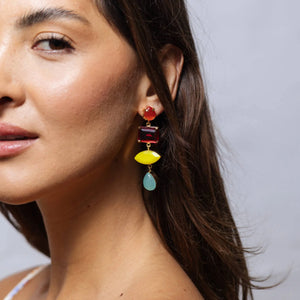 FIESTA PINK GREEN EARRING