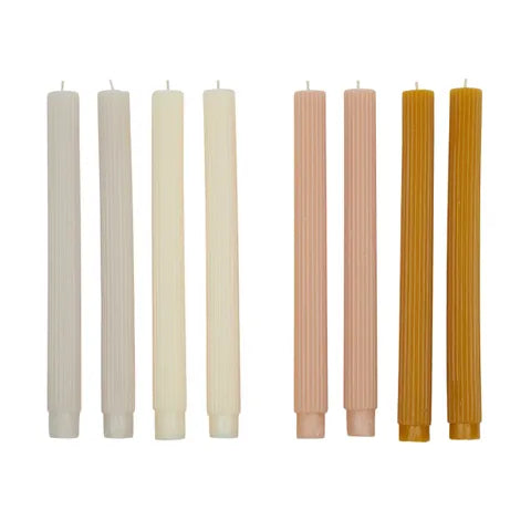 RIBBED SET OF 4 CANDLE - LIGHT TONES