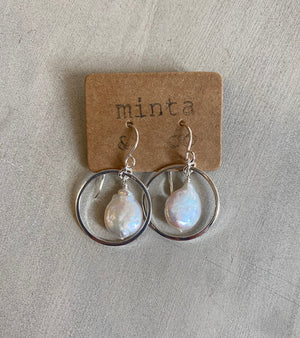 CIRCLE & PEARL DROP EARRINGS