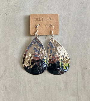 HAMMERED TEARDROP SILVER EARRINGS