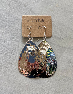 HAMMERED TEARDROP SILVER EARRINGS
