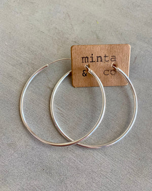 SILVER HOOP EARRING - 50MM