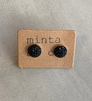 BLACK SPARKLE STUD EARRING
