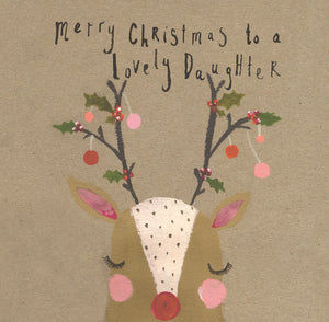 REINDEER LOVELY DAUGHTER CARD