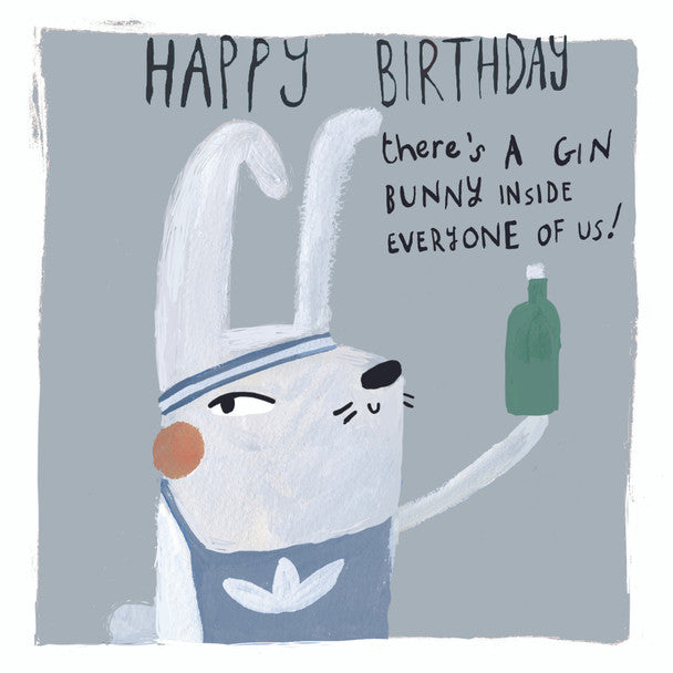 HAPPY BIRTHDAY GIN BUNNY CARD