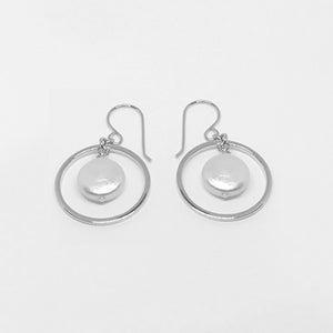 CIRCLE & PEARL DROP EARRINGS