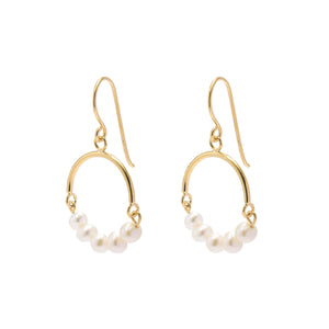 5 PEARL GOLD CIRCLE EARRINGS