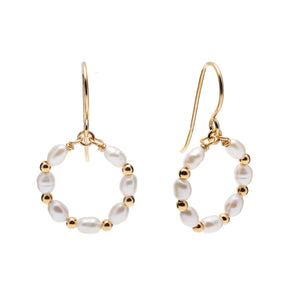 PEARL & SILVER GOLD CIRCLE EARRINGS