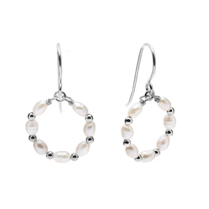 PEARL & SILVER CIRCLE EARRINGS