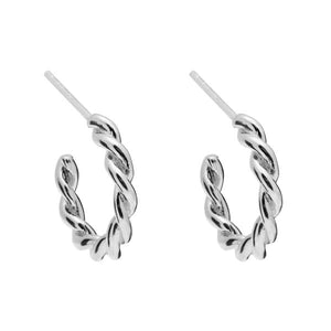 TWIST HOOP SILVER EARRING