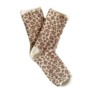 KLU GLITTER LUREX SOCKS - BEIGE LEOPARD