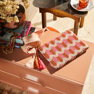 ANVI BEADED CLUTCH BAG- DESERT