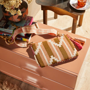 ANVI BEADED CLUTCH BAG- DESERT