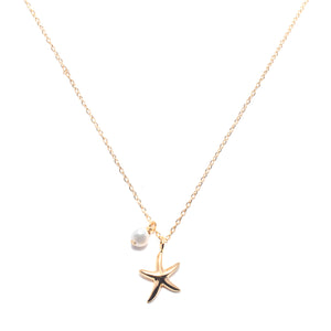 STARFISH & PEARL NECKLACE - GOLD