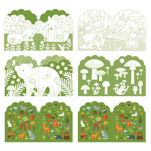 PETIT COLLAGE COLOURING BOOK WITH STICKER-WOODLAND ANIMALS