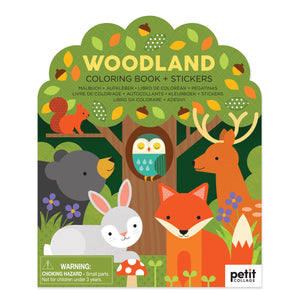 PETIT COLLAGE COLOURING BOOK WITH STICKER-WOODLAND ANIMALS