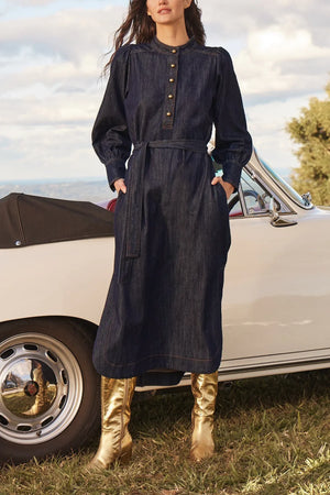 SNAPEDROP DRESS - DARK DENIM