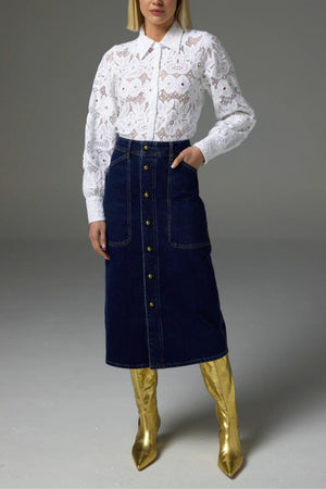 TYPIFY SKIRT- DARK DENIM