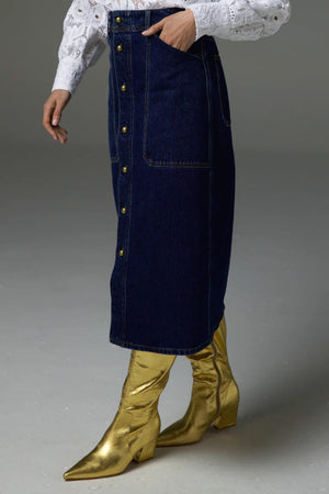 TYPIFY SKIRT- DARK DENIM