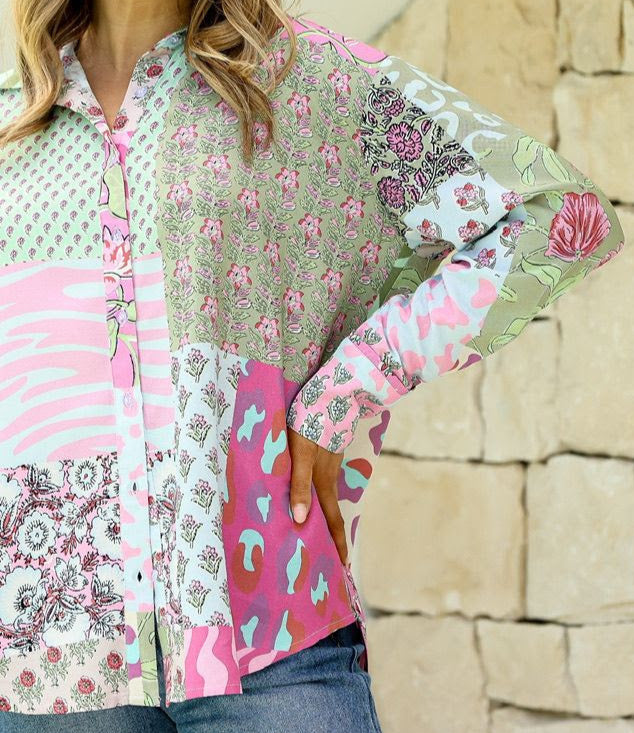 PATCHWORK BUTTON SHIRT