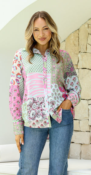 PATCHWORK BUTTON SHIRT