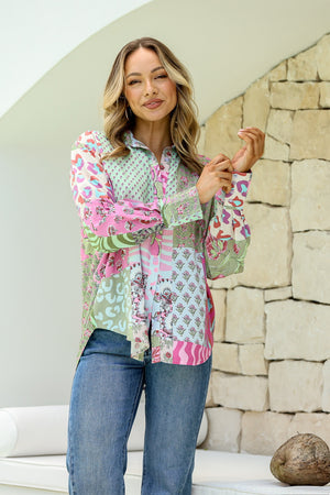 PATCHWORK BUTTON SHIRT