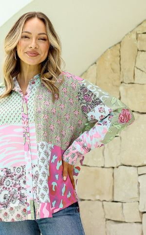 PATCHWORK BUTTON SHIRT