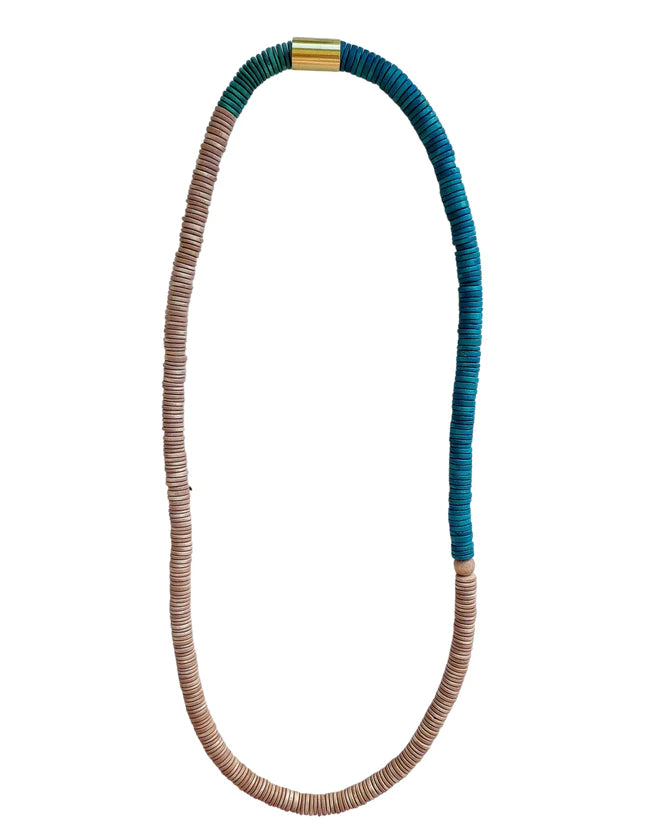 GLORIANA WOOD NECKLACE - TEAL