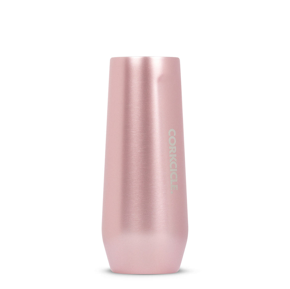 ROSE METALLIC STEMLESS FLUTE - 200ML PROSECCO INSULATED STAINLESS STEEL CUP