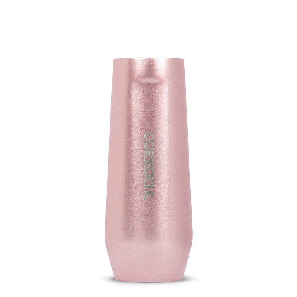 ROSE METALLIC STEMLESS FLUTE - 200ML PROSECCO INSULATED STAINLESS STEEL CUP