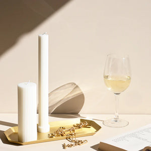 COLUMN PILLAR CANDLE DUO- CREAM WHITE