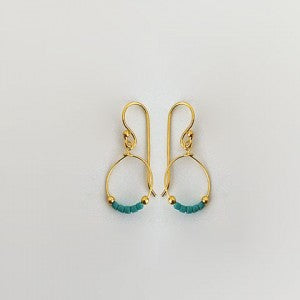 CIRCLE WITH TURQUOISE GOLD EARRINGS