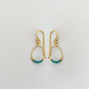 
            
                Load image into Gallery viewer, CIRCLE WITH TURQUOISE GOLD EARRINGS
            
        